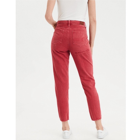 American Eagle Outfitters Denim - American Eagle Distressed Mom Jean in Red - 8 LONG